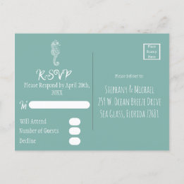 Zeeglas Zeepaard Strand RSVP Ansichtkaart Briefkaart