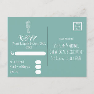 Zeeglas Zeepaard Strand RSVP Ansichtkaart Briefkaart