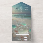 Zeeglas Zeepaardje Strand Bruiloft All In One Uitnodiging (Binnen)