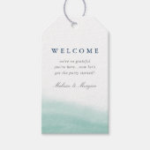 Zeeglasgetijden Kustbruiloft Waterverf Welkom Cadeaulabel (Voorkant)