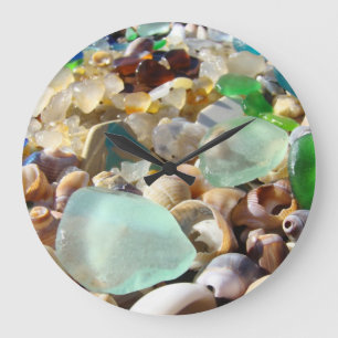 Zeeglazen wandklokken Agates Shells Beach Coastal