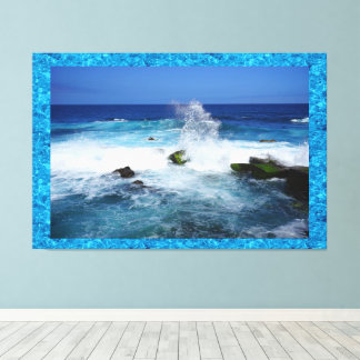 Zeegolven 152cm x 102cm Canvas met Spieraam Afdruk