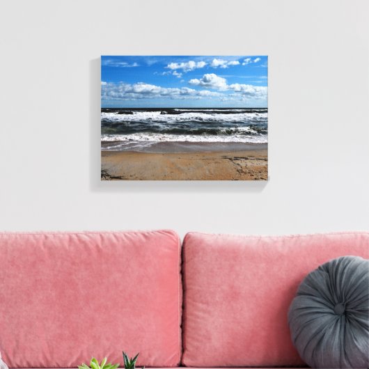 Zeegolven op het strand canvas afdruk (Insitu (Woonkamer))
