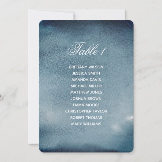 Zeegrafiek van de marine. Blauw waterverf trouwpla Kaart (Voorkant)