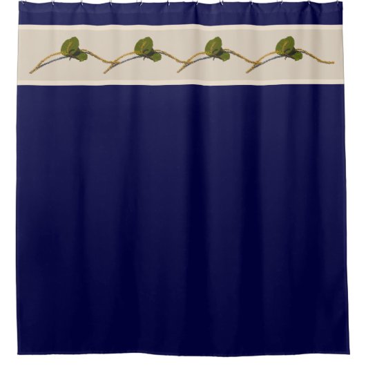 Zeegrape Blooms - Navy Douche Gordijn (Voorkant)