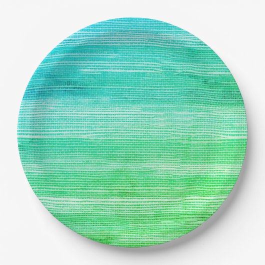 Zeegras Abstracte Waterverf Tie Dye Neon Papieren Bordje (Voorkant)