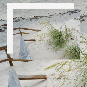 Zeegras en wit zand duin strand fotografisch briefkaart