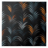 Zeegras Patroon, Sinaasappel en blauw, Art Deco Tegeltje (Voorkant)