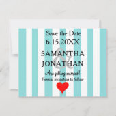 Zeegroen Blauw Beige Liefde Rode Hart Trouwdag Save The Date (Voorkant)