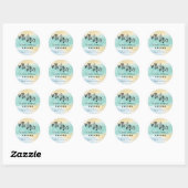 Zeegroen Blauw Gouden Waterverf Trouwsticker Ronde Sticker (Vel)