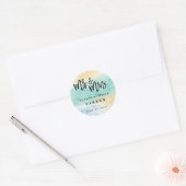 Zeegroen Blauw Gouden Waterverf Trouwsticker Ronde Sticker (Envelop)