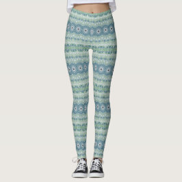Zeegroen en Blauw Kust Mandala Patroon Leggings
