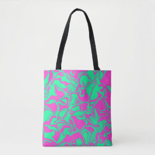 Zeegroen en Roze Golven Tote Bag