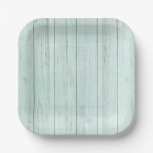 Zeegroen Muntgroene Pastel Turquoise Rustieke Hout Papieren Bordje