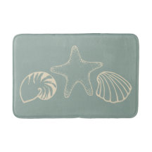 Zeegroene badmat met schelpen