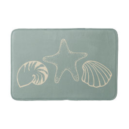 Zeegroene badmat met schelpen