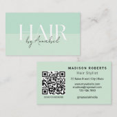 Zeegroene haarstylist QR-code visitekaartje (Voorkant / Achterkant)