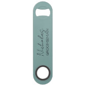 Zeegroene Persoonlijke Bruidsjonker Speed Flessenopener (Voorkant)