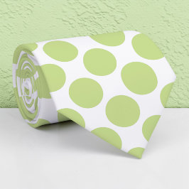 Zeegroene polka stippen op witte maatwerk stropdas