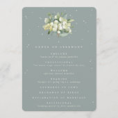 Zeegroene Sneeuwbes + Eucalyptus Boeket Bruiloft Programmakaart (Voorkant)