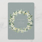 Zeegroene Sneeuwbes + Eucalyptus Boeket Bruiloft Programmakaart (Achterkant)