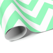 Zeegroene witte XL Chevron ZigZag-patroon Cadeaupapier (Rol Hoek)