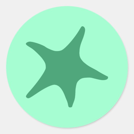 Zeegroene Zeester Ronde Sticker (Voorkant)