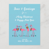 Zeegroeten Flamingo's Aangepaste Kerstkaart Briefkaart (Voorkant)
