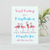 Zeegroeten van Flamingo's Kerstkaart (Staand voorkant)