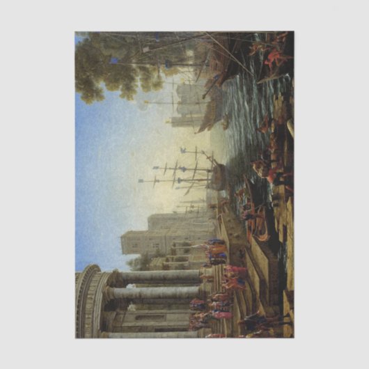 Zeehaven met de embarkatie van de heilige Ursula Tissuepapier (Voorkant)