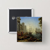 Zeehaven met de embarkatie van de heilige Ursula Vierkante Button 5,1 Cm (Voorkant /achterkant)
