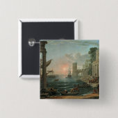 Zeehaven met de Embarkation Vierkante Button 5,1 Cm (Voorkant /achterkant)