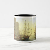 Zeehaven met de inblazing van St. Ursula Tweekleurige Koffiemok (Center)