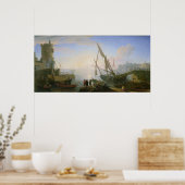 Zeehaven met zonsondergang poster (Keuken)