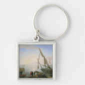 Zeehaven met zonsondergang sleutelhanger (Voorkant)