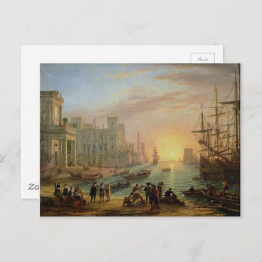 Zeehaven op zonsondergang door Claude Lorrain Briefkaart (Voorkant / Achterkant)