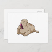 Zeehond als kapper met kam briefkaart (Voorkant / Achterkant)