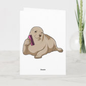 Zeehond als kapper met kam kaart (Achterkant)
