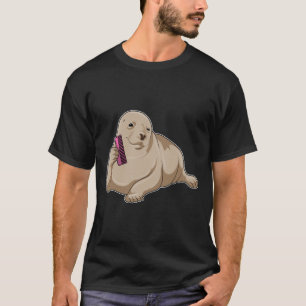 Zeehond als kapper met kam t-shirt