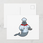 Zeehond als Kok met Pan en Spatel Briefkaart (Voorkant / Achterkant)