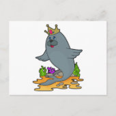 Zeehond als Koning met Kroon Briefkaart (Voorkant)