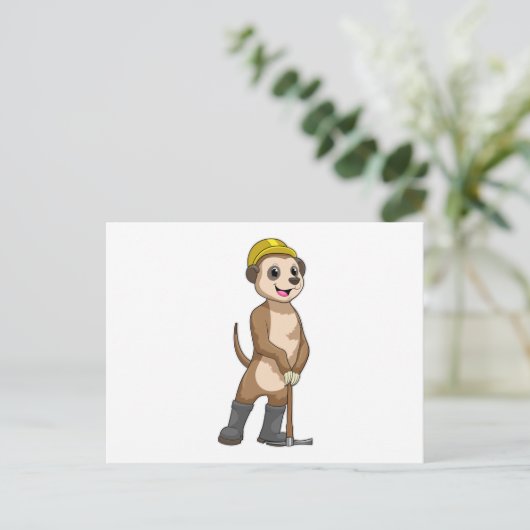 Zeehond als mijnwerker met houweel briefkaart (Staand voorkant)