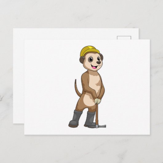 Zeehond als mijnwerker met houweel briefkaart (Voorkant / Achterkant)