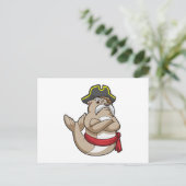 Zeehond als piraat met piratenhoed briefkaart (Staand voorkant)