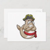 Zeehond als piraat met piratenhoed briefkaart (Voorkant / Achterkant)