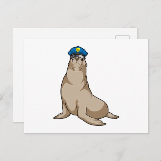 Zeehond als politieagent briefkaart (Voorkant / Achterkant)