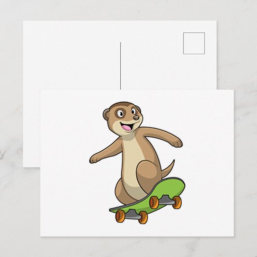 Zeehond als schaatser met skateboard briefkaart (Voorkant / Achterkant)