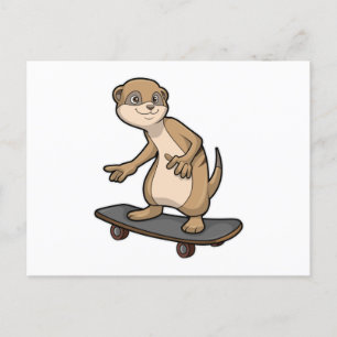 Zeehond als schaatser met skateboard briefkaart
