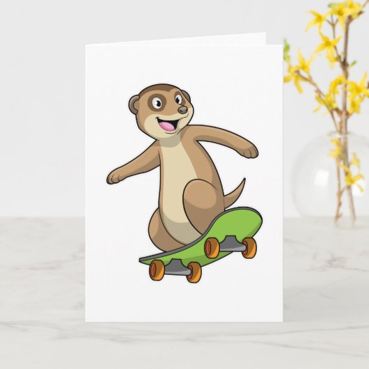 Zeehond als schaatser met skateboard kaart (Gele Bloem)