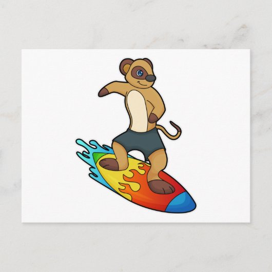 Zeehond als surfer met surfplank briefkaart (Voorkant)